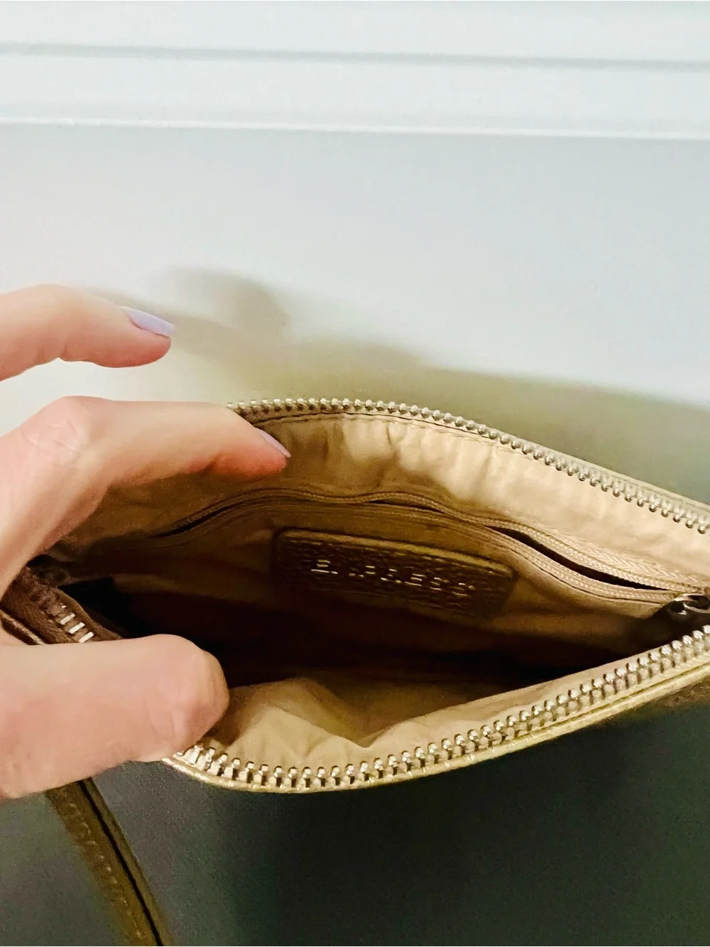 Express Gold Pebbled Leather Wristlet Clutch